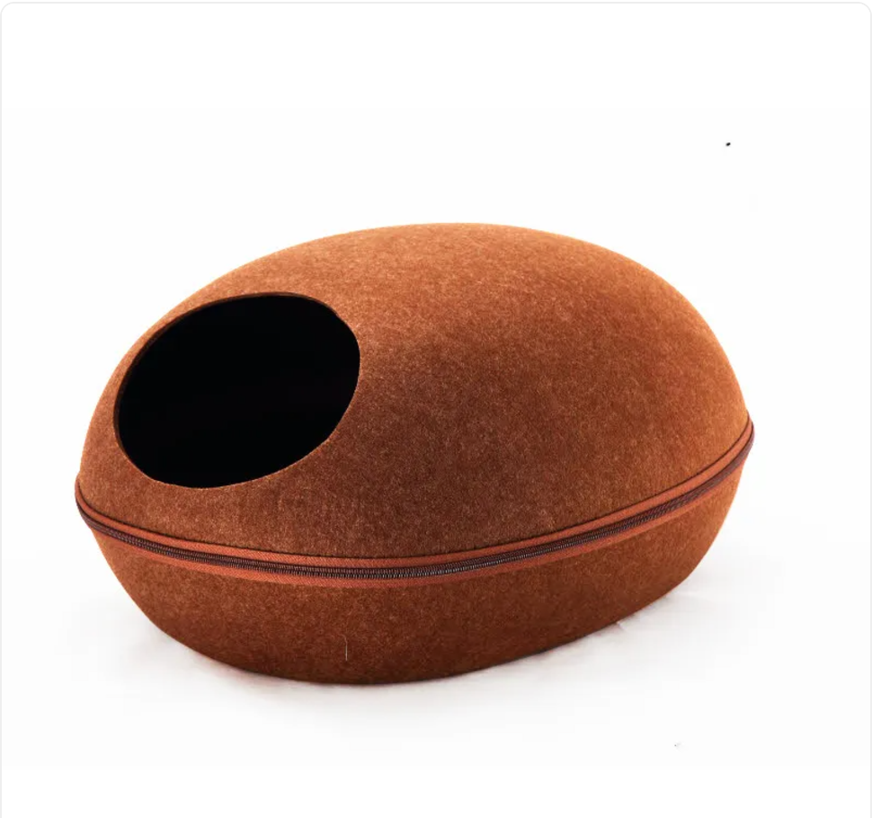 The Eggshell Cat Cave - Felted Hideaway Bed — primary product image